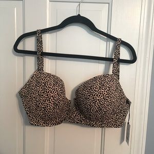 Target Shade & Shore Leopard Print Underwire Bikini Top NWT 36DD